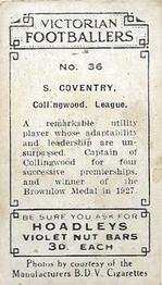 1933 Hoadley's Victorian Footballers #36 Syd Coventry Back